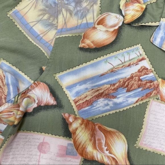 caribbean joe hawaiian conch shell postcard short sleeve hawaiian shirt XL - Picture 6 of 8